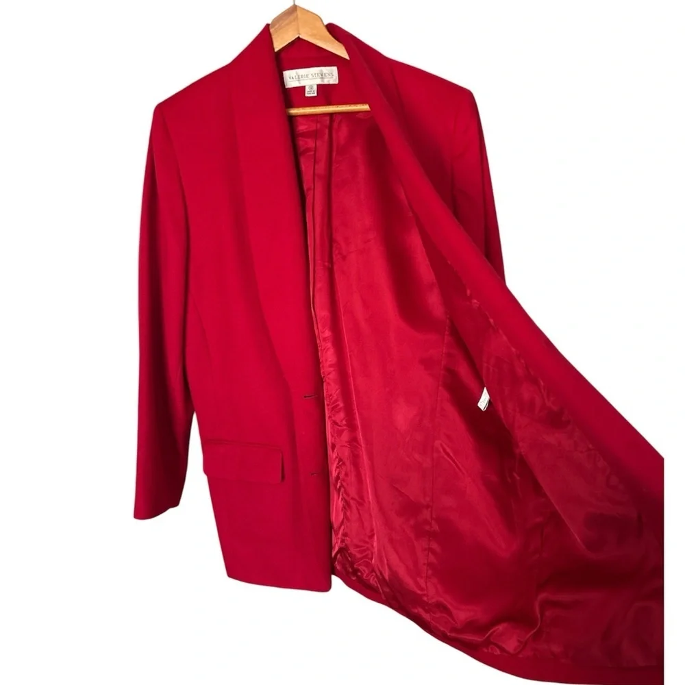 Vintage VALERIE STEVENS Wool & Cashmere Blend Long Boxy Blazer, Size 12 - Picture 5 of 10